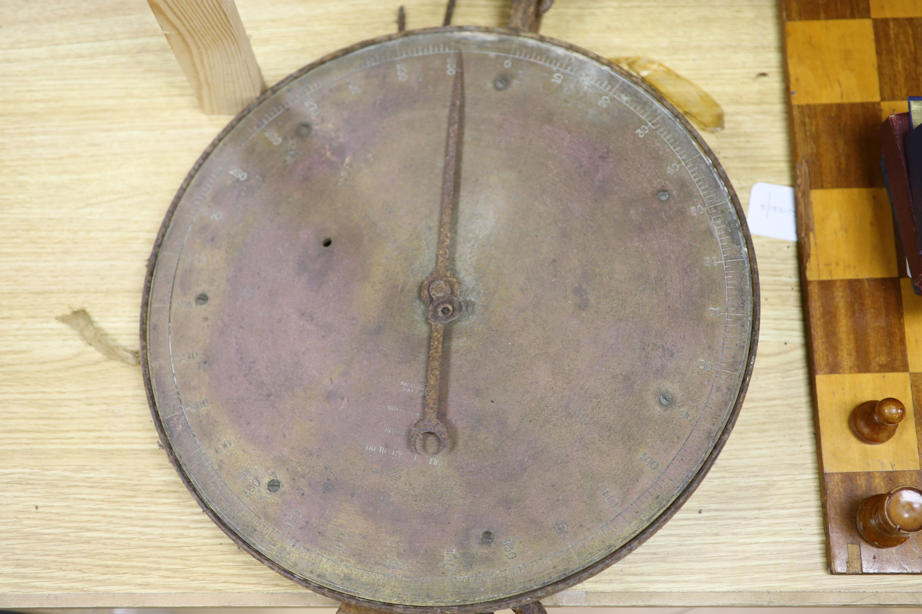 A large Salters brass faced Sylvester spring balance